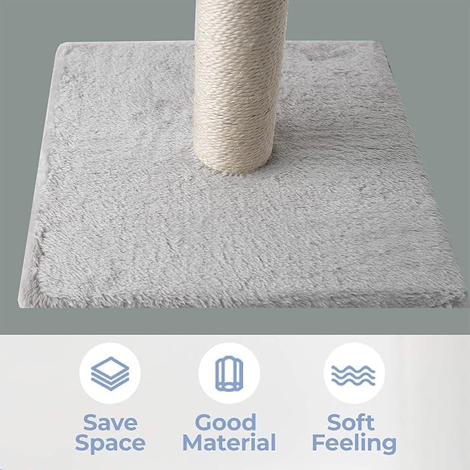 Dimaka 34'' Cat Scratching Post, Cat Scratching Post, Cat Scratcher for Large Cats with Teasing Toy Ball, Natural Sisal White and Grey (Grey)