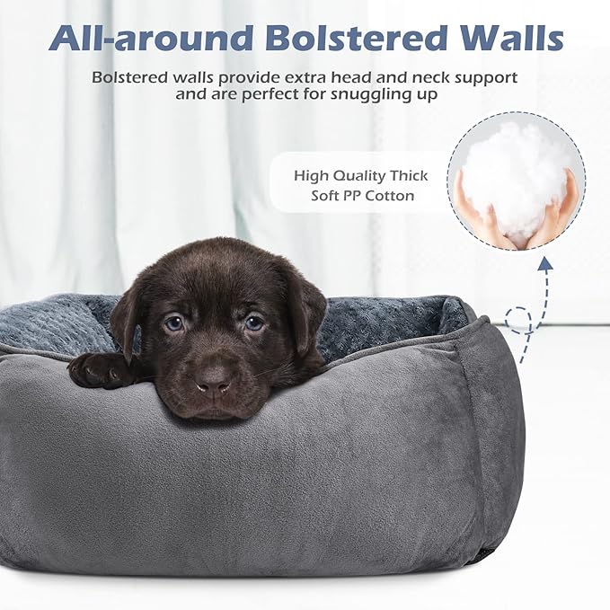INVENHO X-Large Dog Bed for Large, Medium, Small Dogs - Rectangle, Washable, Orthopedic, Soft Calming Sleeping Puppy Bed - Durable Pet Cuddler with Anti-Slip Bottom - XL (35"x25"x10")