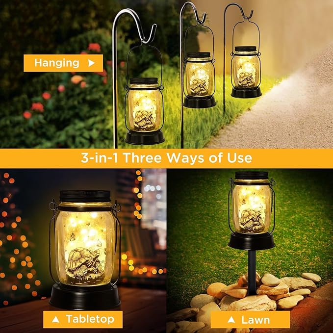 kyoryuger Tortoise Gifts for Women/Men Turtle Lovers Solar Lantern Mom Birthday, Mothers Day, Turtle Solar Garden Decoration Outside for Yard, Patio,Backyard,Porch, Torches