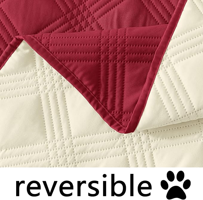 hyha Waterproof Dog Blanket, Reversible Pet Bed Blanket, Soft Sofa Couch Cover for Dogs Washable, Waterproof Pet Couch Covers for Sofa Puppy Cats Furniture Protector(40"x80", Wine Red/Beige)