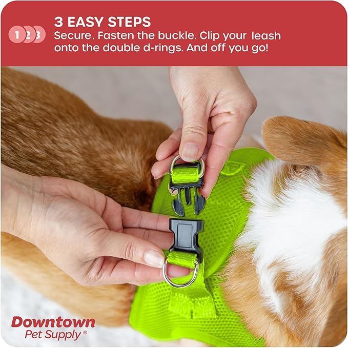 Downtown Pet Supply Step in Dog Harness No Pull, X-Large, Atomic Yellow - Adjustable Harness with Padded Mesh Fabric and Reflective Trim - Buckle Strap Harness for Dogs