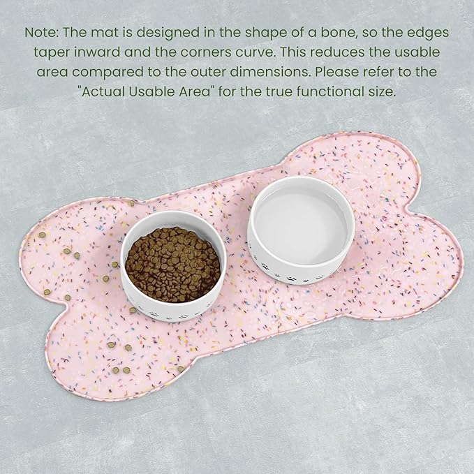 Dog Food Mat Anti-Slip Silicone Dog Bowl Mat Thicker Pet Placemat Waterproof Cat Feeder Pad with Raised Edge Puppy Kitten Feeding Mats Suitable Small Medium-Sized Dogs Cats Eating Tray