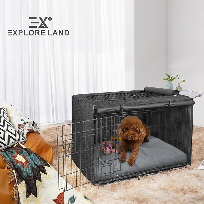Explore Land Scratch Resistance Dog Bed Cover Canvas Washable Dog Crate Pad Replacement Cover, 40Lx27Wx4H inch, Charcoal