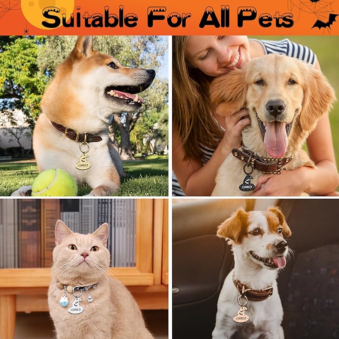 Personalized Pet Tags for Dog Cat, Custom Halloween ID Tags for Dogs, Dog Name Tags Engraved for Pets, Boo Basket Stuffers, Halloween Gifts for Dogs Lovers (Witch Hat)