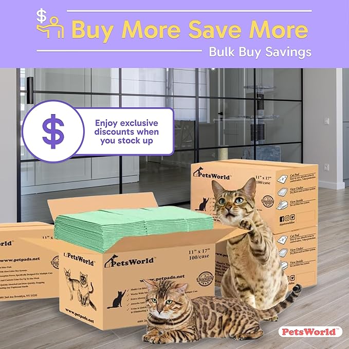 PetsWorld Universal Fit Multi-Cat Pad Refills for Litter Box, Fresh Scented, Ultra-Absorbent, Odor Control, Pack of 25