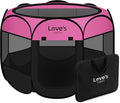 Love's cabin Pet Puppy Dog Playpen, Small Dog Tent Crates Cage Indoor/Outdoor, Portable Playpen for Cat, Foldable Pop Up Dog Kennel Playpen with Carring Case, Removable Zipper Top, Pink