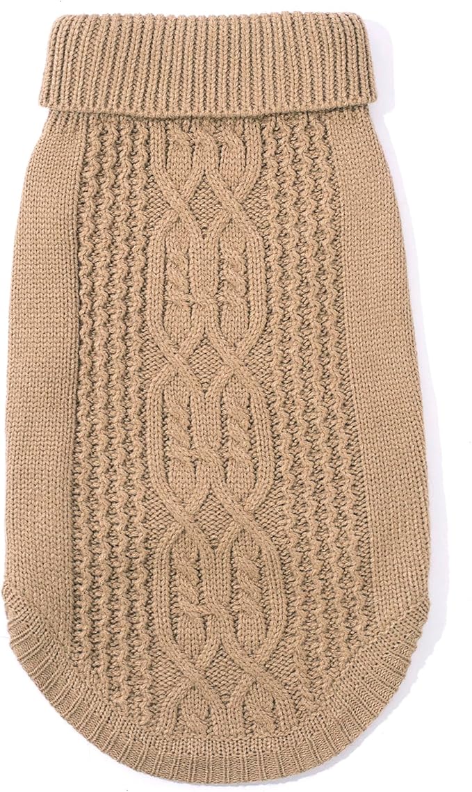Cat Sweater Keep Your Pets Cozy, 16 Color Turtleneck Knitted Sleeveless Cat Clothes, Winter Outfits for Cats & Small Dogs During Cold Seasons (Khaki, Small)