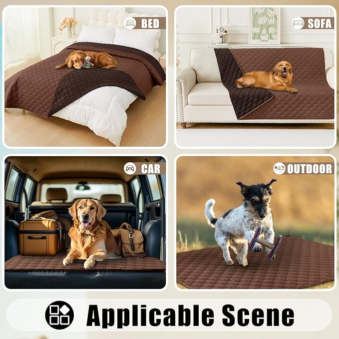 Smiry Waterproof Dog Bed Cover Blanket, Soft Reversible Pet Blanket, Washable Leakproof Cats Dogs Couch Cover for Sofa, Couch, Furniture (30x70 Inch, Brown/Chocolate)