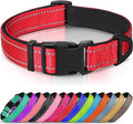 Joytale Reflective Dog Collar,Soft Neoprene Padded Breathable Nylon Pet Collar Adjustable for Medium Dogs,Red,M