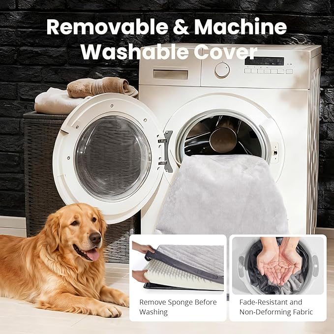 OhGeni Orthopedic Waterproof Dog Bed for Medium Dogs, Machine-Washable Removable Cover in Easy-Clean Fabric, High Density Foam & Easy-Carry Handle, Suitable for Crate, 30 inch (Gray)