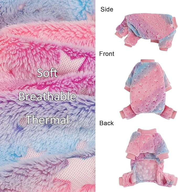 Dog Pajamas Small Girl Female, Warm Winter Extra Small Dog Clothes, Cute Fleece Puppy Sweater 4 Legs, Jumpsuit Soft Doggie Onesies Pet Apparel Outfits, Pink