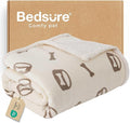 Bedsure Waterproof Dog Blankets for Small Dogs - Soft Print Sherpa Fleece Puppy Cat Blanket Washable, Cozy Plush Reversible Throw Furniture Protector for Pet Kitten Doggy, 25"X35", Beige
