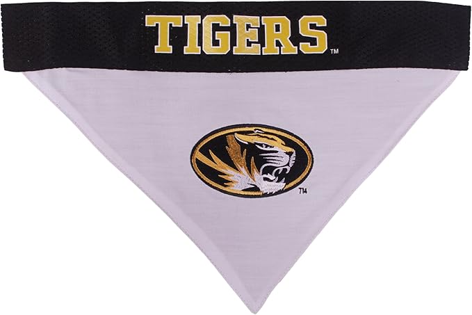 Pets First Collegiate Pet Accessories, Reversible Bandana, Missouri Tigers, Large/X-Large (Pack of 2)