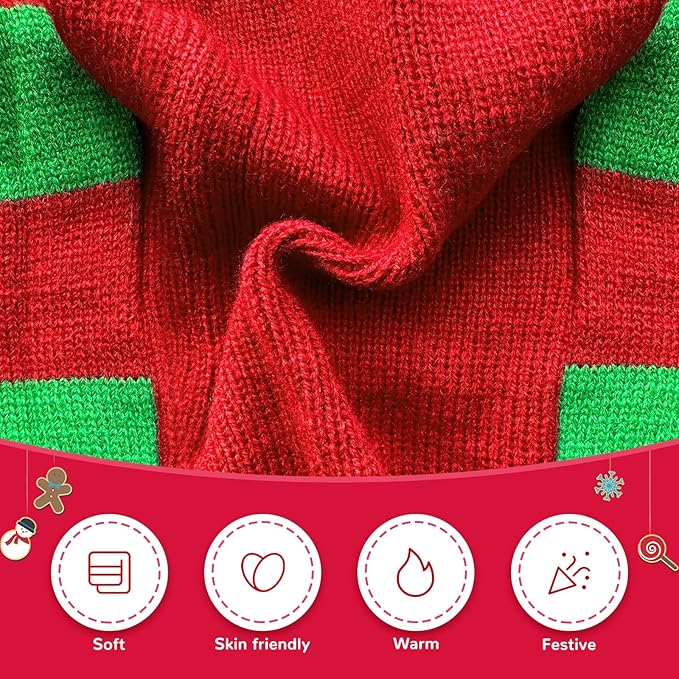 Dog Cat Christmas Sweater Boy Girl Ugly Reindeer Xmas Pet Clothes Holiday Puppy Costume New Year Gifts for Small Medium Large Dogs Outfits (S, Red Green Stripe Reindeer)