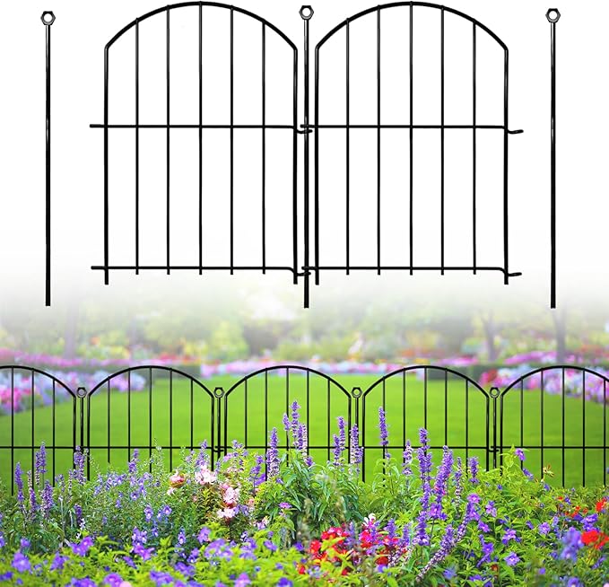 Decorative Garden Fence 17in x18ft, 18 Pack Rustproof Metal No Dig Fence Animal Barrier for Dog, Arched Flower Bed Edging Ornamental Wire Border Panel Fencing for Yard Patio Outdoor Decor