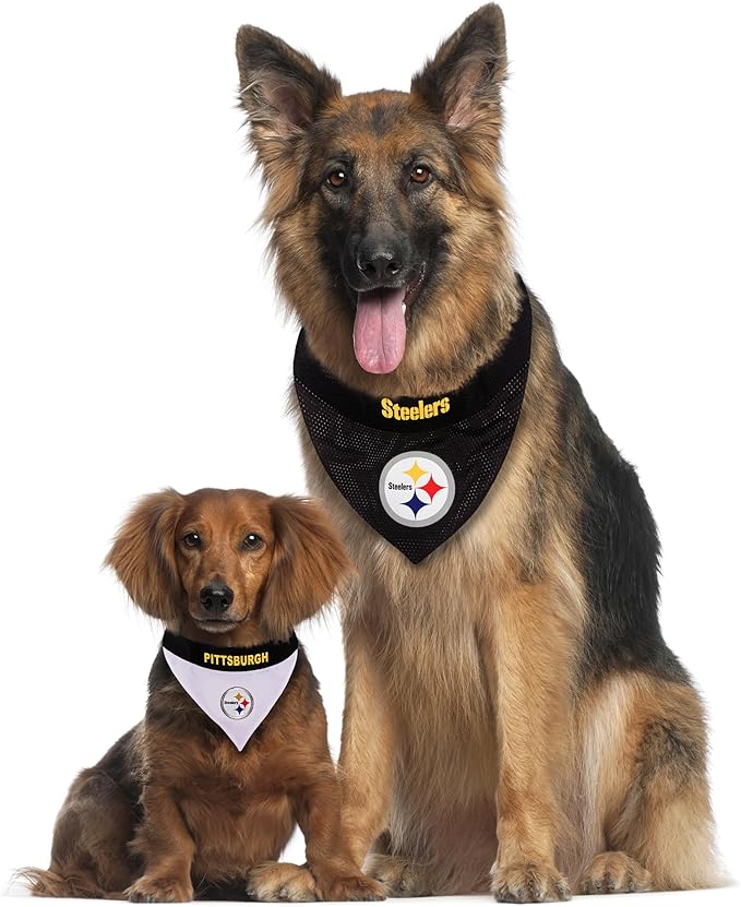 Pets First NFL Pittsburgh Steelers Reversible Bandana Size XX-Large for Dogs & Cats. 2 Sided Sports Bandana, Premium Embroidery Team Logo, Many NFL Teams Available