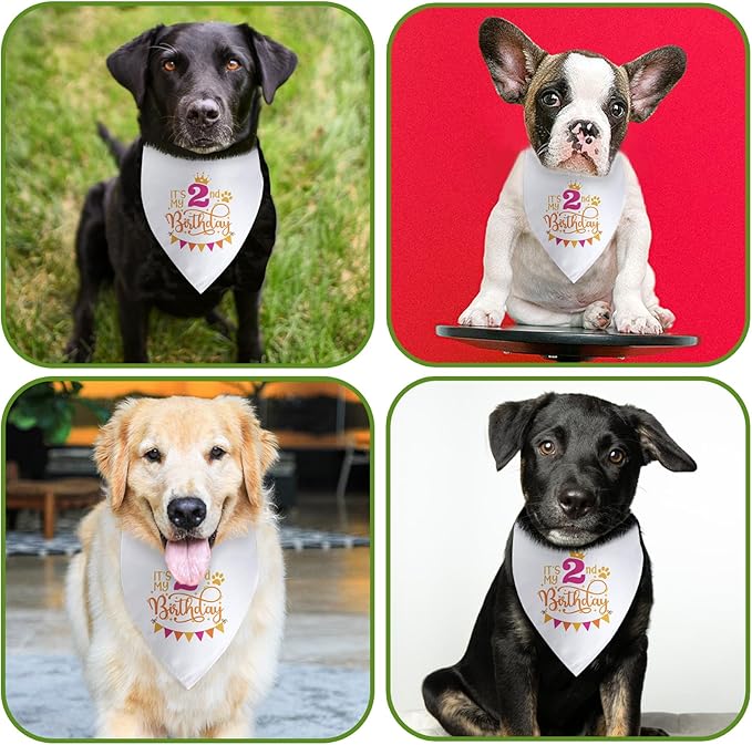 It's My 2nd Birthday Dog Bandana Happy 2nd Birthday Pet Triangle Scarf for Large Medium Small Dogs Two Years Old Gifts Photo Prop Pet Scarf Accessories Christmas Puppy Gifts
