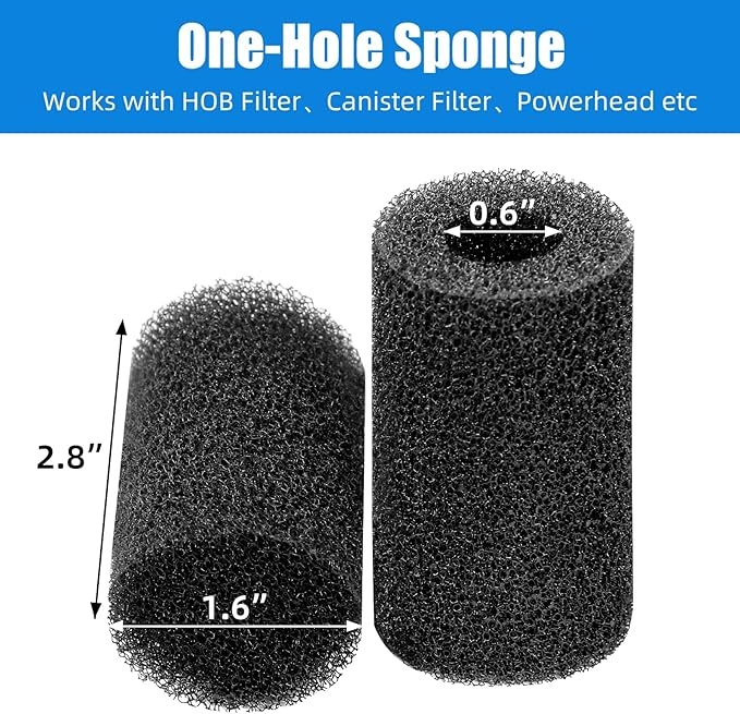 AQUANEAT 6-Pack Pre-Filter Sponge for Aquarium Shrimp Fry Fish Tank Filter 0.6” Intake, Replacement Foam Cover