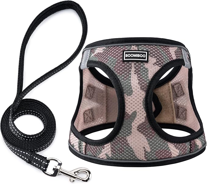 Dog Harness with Leash Set, No Pull Adjustable Reflective Step-in Puppy Pet Vest Harnesses for Small Medium Large Dogs and Cats,Camo Set XS