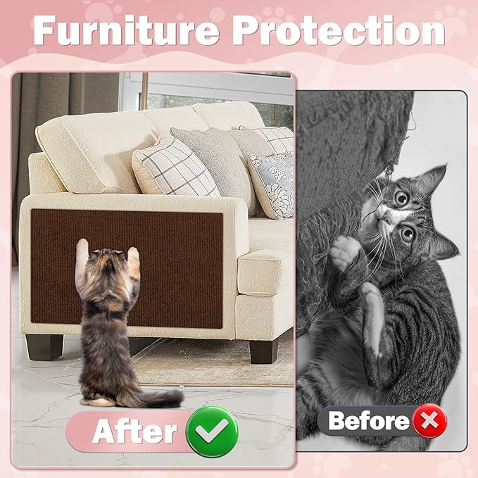 Cat Scratcher Pad,47.2"x15.8" Scratching Mat,Trimmable Anti Scratch Bed Couch Wall Corner Furniture Protector from Cat Claws,Easy Use for Cat Carpet/Door