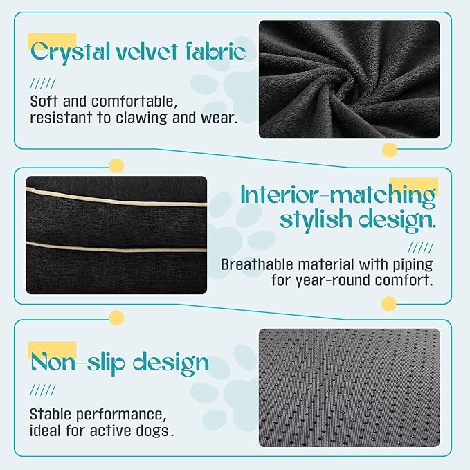 Waterproof Memory Foam Dog Beds for Extra Large Dogs Non-Slip Orthopedic Dog Beds Washable Couch Pet Bed with Removable Cover (Black, X-Large)