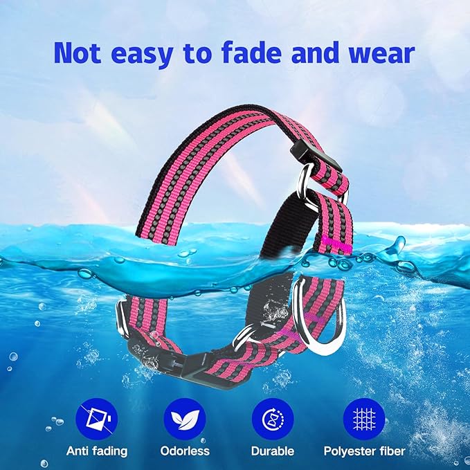 Martingale Dog Collar, Adjustable Nylon Reflective Collar with Quick Release Buckle (Hot Pink, Extra Large)