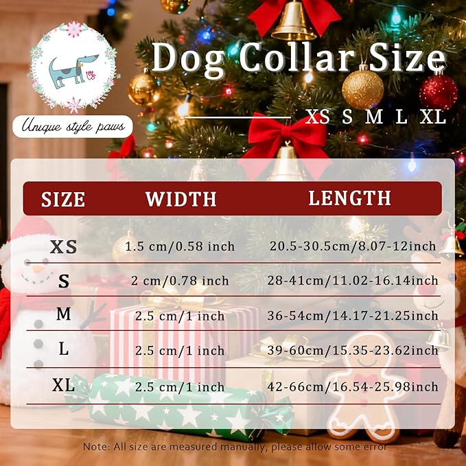Unique Style Paws Christmas Dog Collar, Pink Dog Collar with Christmas Trees Pattern, Lightweight & Adjustable Pet Collar with Plastic Buckle for Small, Medium, Large Boy Girl Dogs