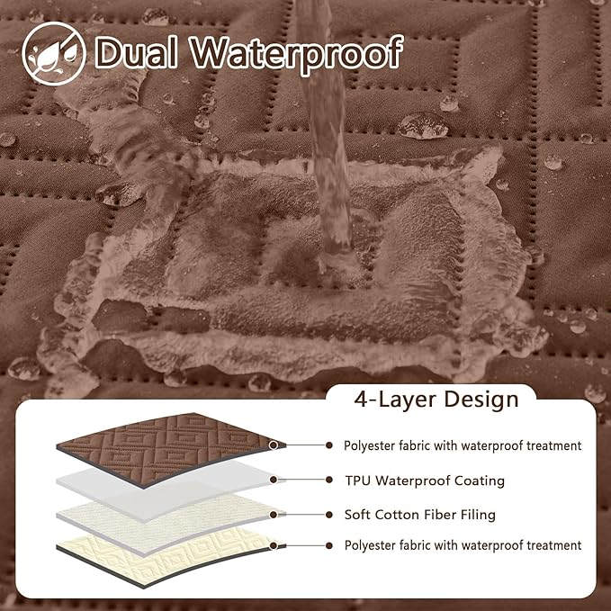 hyha Waterproof Dog Blanket, Soft Dog Bed Cover Pet Blankets, Waterproof Sofa Couch Cover for Dogs Washable, Reversible Pet Couch Covers for Sofa Furniture (30x70 Inch, Brown/Beige)