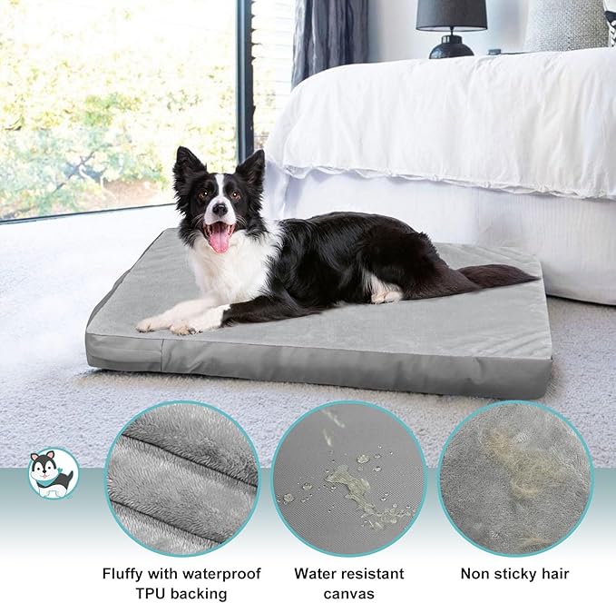 Explore Land Waterproof Dog Bed Cover Machine Washable Fluffy Dog Bed Replacement Cover for Cat, 20Lx15Wx3H inch, Gray
