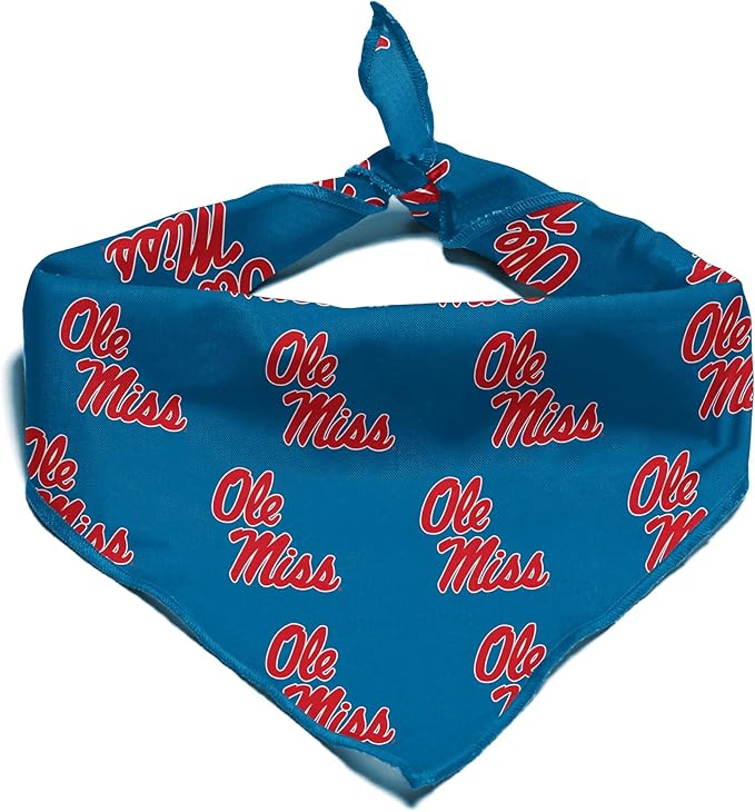 Ole Miss Rebels Officially Licensed Bandana for Dogs and Cats | Fits Pets Great Gift Idea | Easy-to-Tie (Large, 28")