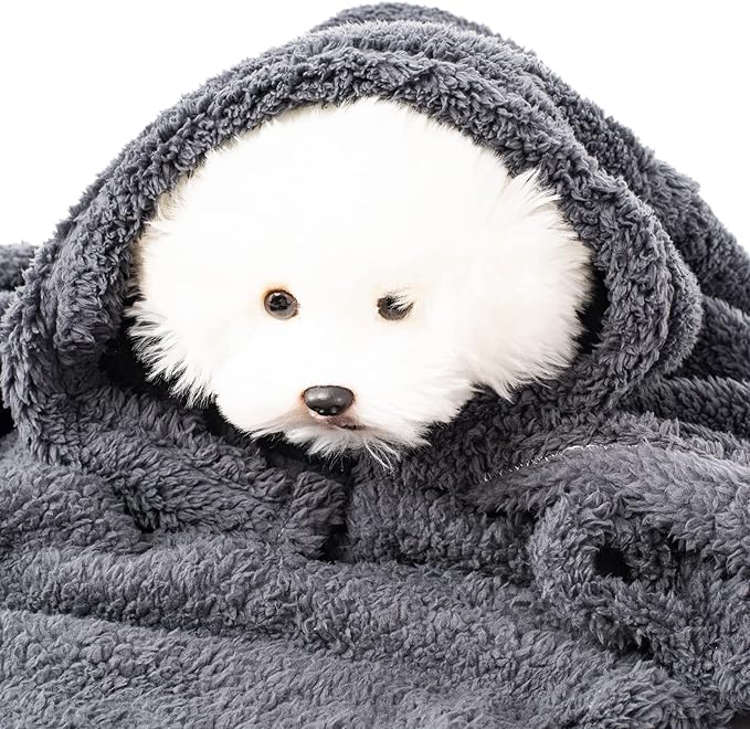 2 Blankets, Dog Cat Pet Blanket, Soft Warm Fleece, for Puppy, Small Dogs or Kitten, Cats, Plush Fuzzy Blanket for Bed, Sofa, Travel (40" x 32", 2/Pack, Dark Gray+Navy Blue)