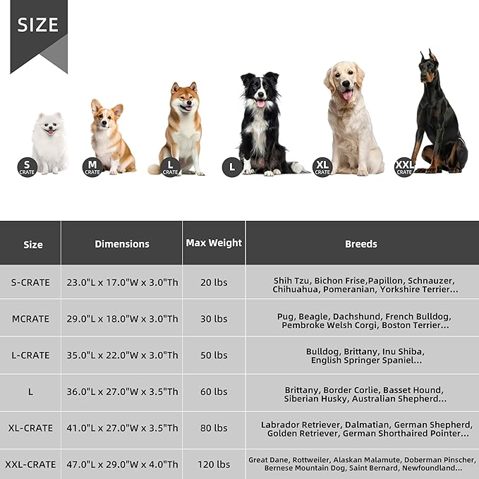 Dog Bed Extra Large Sized Dogs, Orthopedic XL Dog Beds with Removable Washable Cover, Waterproof Indestructible Big Dogs Bed with Anti-Slip Bottom, Egg Crate Memory Foam Pad, 41"x27"x3.5", Grey
