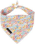 ARING PET Girl Dog Bandana, Spring Summer Daisy Floral Pet Bandana Scarf Triangle Bibs for Puppy Small Medium Large Dogs-L