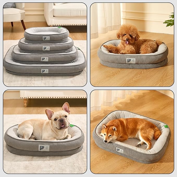 Orthopedic Cat Bed for Puppy,Cat Sofa Bed with Egg Crate Foam Dog Couch Bed with Four-Sided Bolster, Removable Cover & Non-Slip Bottom Grey XS