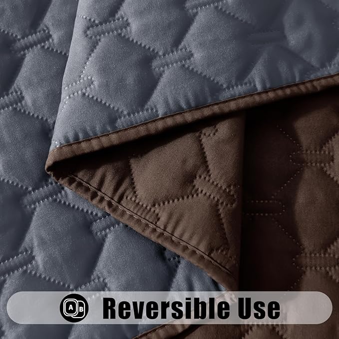 Smiry Waterproof Dog Bed Cover Blanket, Soft Reversible Pet Blanket, Washable Leakproof Cats Dogs Couch Cover for Sofa, Couch, Furniture (82x120 Inch, Chocolate/Dark Grey)