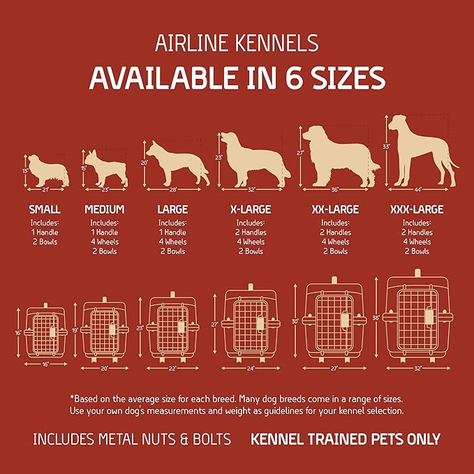 SportPet Designs Plastic Kennels Rolling Plastic Airline Approved Wire Door Travel Dog Crate, XXX-Large, Gray