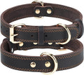 Joytale Leather Dog Collar for Small Dogs, Genuine Solid Sturdy Leather for Active Small Breeds, Adjustable Metal Pin Buckle, Durable and Secure Pet Collar for Daily Use, Brown, S