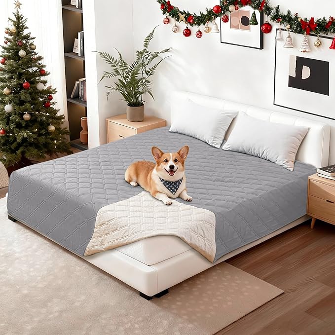 Waterproof Dog Bed Cover Pet Blanket, Soft Couch Cover for Dogs Washable, Non-Slip Dog Blanket Protect Furniture Couch Sofa Car for Puppy Large Dogs Cat (30x70 Inch, Light Grey)