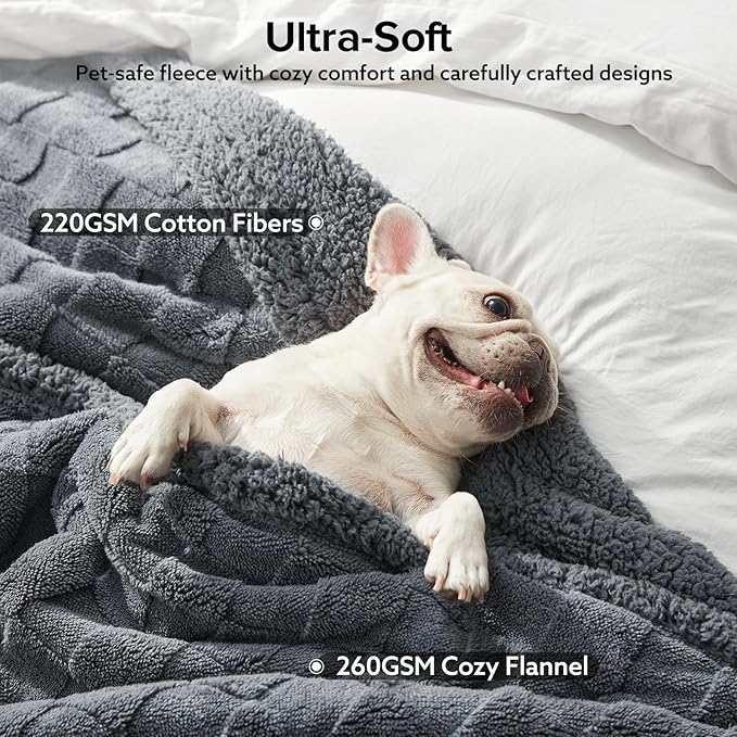 GASUR Waterproof Dog Blankets for Large Medium Dogs, Dog Blanket for Couch Bed, Fleece Pet Blanket for Furniture Sofa Protector, Soft Pet Throw Blankets for Crate Car Outdoor, Washable, 40"x50",Grey