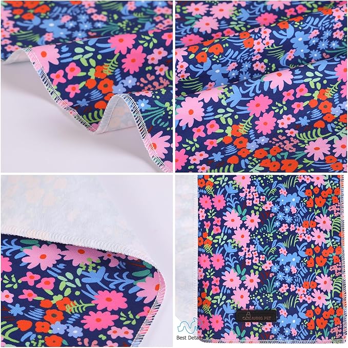 ARING PET Floral Dog Bandanas, Blue Pink Orange Flowers Pet Bandana Scarf Triangle Bibs for Puppy Small Medium Large Boy Girl Dogs Cats-S
