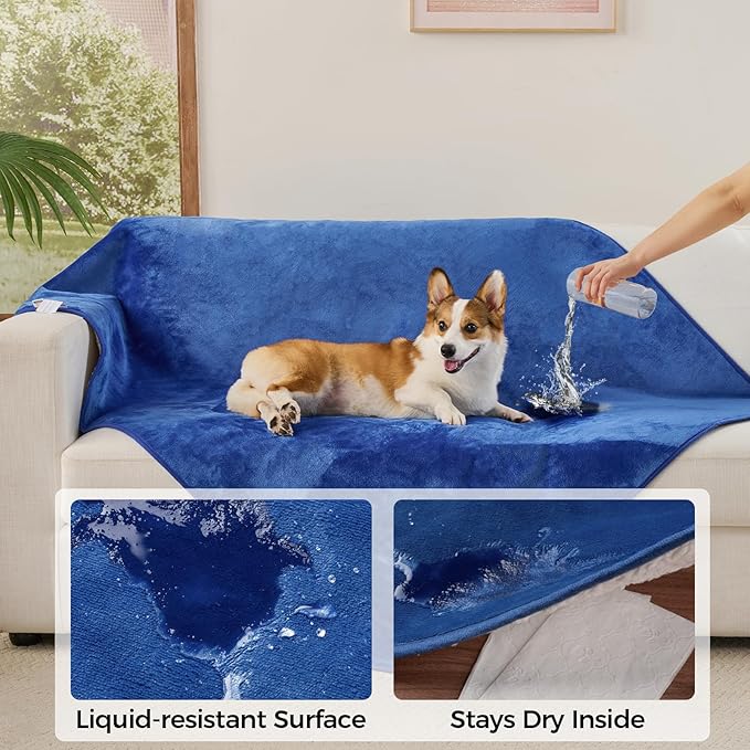 Sunheir Waterproof Dog Blankets for Small Dogs - Puppy Blanket Washable for Couch Protection, Soft Sherpa Fleece Cat Throw Blanket to Prevent Urine Leaks & Protects Furniture, 25"X 35", Grey