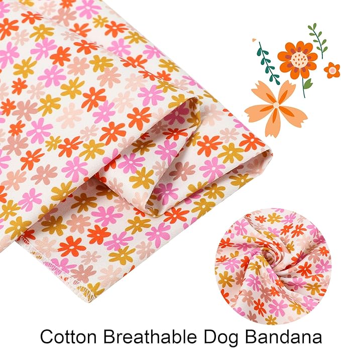 ARING PET Floral Dog Bandana, Spring Summer Daisy Flower Girl Pet Bandana Scarf Triangle Bibs for Puppy Small Medium Large Dogs-S