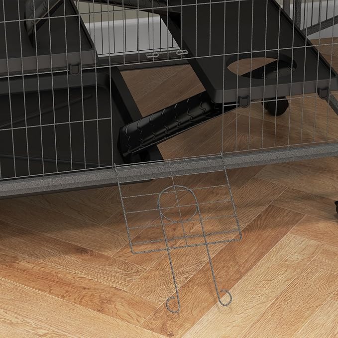 PawHut 50" 5-Tier Small Animal Cage, Ferret Cage, Large Chinchilla Cage with Hammock Accessory & Heavy-Duty Steel Wire, Small Animal Habitat with 4 Doors, Removable Tray, Gray