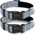 2 Pack Reflective Dog Collar with Safety Locking Buckle, Adjustable Soft Breathable Comfortable Nylon Pet Collar for Small, Medium and Large Dogs, Gray, XL