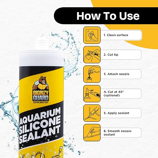 Aquarium Silicone Sealant Black 10.14 Fl oz Cartridge - Aquarium Safe Silicone for Fish & Plants | 100% Waterproof, Premium, Non-Toxic, Solvent Free, Strong Bond, Fast Curing (1 Pack)