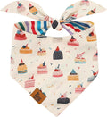 Birthday Dog Bandanas Medium Large, Colorful Cakes Stripes, Reversible Soft Breathable Adjustable Scarf for Small Medium Large Dogs Boy Girl Party Outfit Accessory FW5
