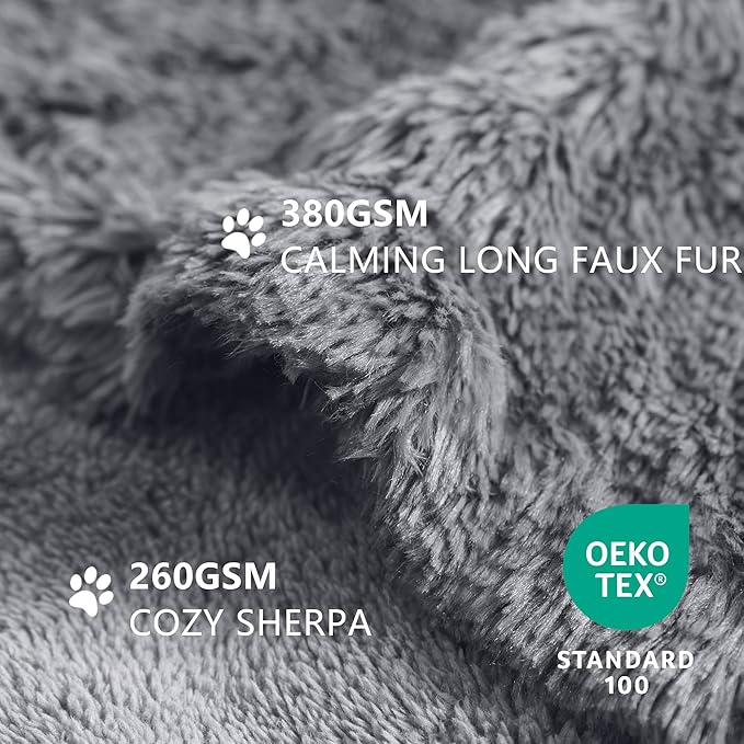 gogobunny Waterproof Dog Blanket for Couch & Furniture Protection - Super Soft Reversible Throw for Large Dogs & Cats, Calming Washable Fur & Sherpa Pet Blanket (33x77 Inch, Light Grey)
