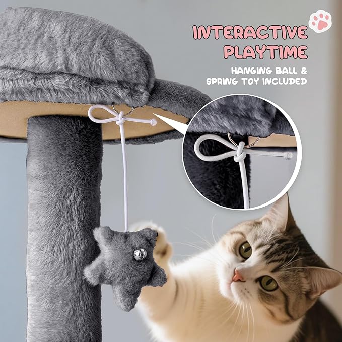 MoNiBloom 77 Inch Cat Tree Tower for Indoor Cats Large Adults, Tall Cat Tower with Scratching Post, Multi-Level Furniture Activity Center with Cat Condo Pet Play House, Smoky Grey
