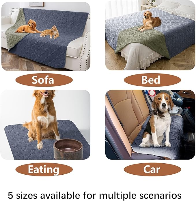 Waterproof Dog Blanket, 82x102 inches Pet Couch Covers for Sofa, Bed Furniture Protector from Dogs Washable and Reversible-Blue+Green