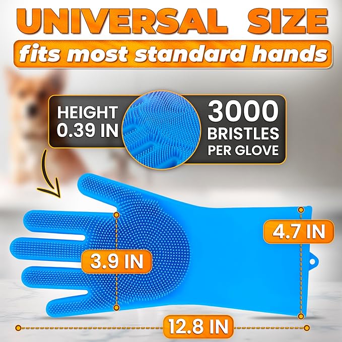 Cat & Dog Washing Gloves for Bathing – 2-in-1 Design Dog Scrubbing Gloves for Grooming, Massaging, and Paw Cleaning
